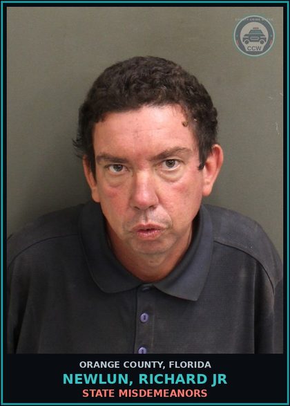 CCW arrest card for NEWLUN, RICHARD JR in Orange County: STATE MISDEMEANORS