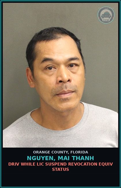 CCW arrest card for NGUYEN, MAI THANH in Orange County: DRIV WHILE LIC SUSPEND REVOCATION EQUIV STATUS