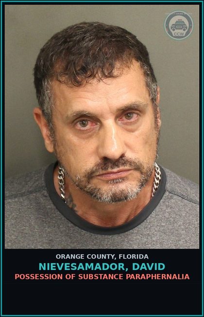 CCW arrest card for NIEVESAMADOR, DAVID in Orange County: POSSESSION OF DRUG PARAPHERNALIA