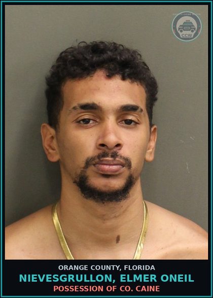 CCW arrest card for NIEVESGRULLON, ELMER ONEIL in Orange County: POSSESSION OF COCAINE