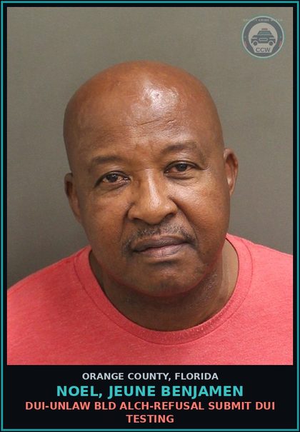 CCW arrest card for NOEL, JEUNE BENJAMEN in Orange County: MOVING TRAFFIC VIOL-DRIVE W/ DL EXPIRED MORE THAN 6 MONTHS