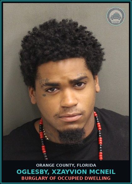 CCW arrest card for OGLESBY, XZAYVION MCNEIL in Orange County: ASSAULT