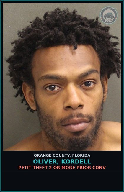 CCW arrest card for OLIVER, KORDELL in Orange County: RESISTING OFFICER WITHOUT VIOLENCE