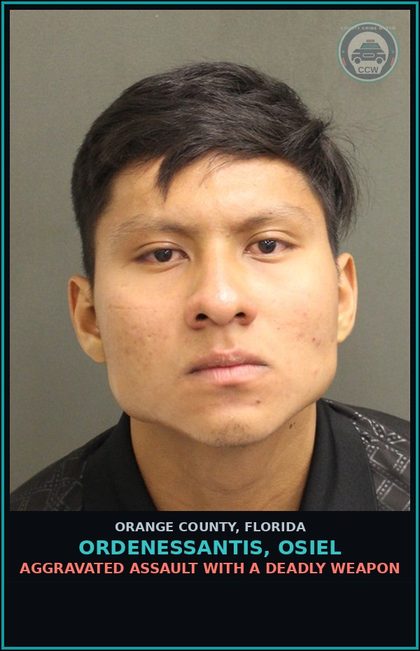 CCW arrest card for ORDENESSANTIS, OSIEL in Orange County: AGGRAVATED ASSAULT WITH A DEADLY WEAPON