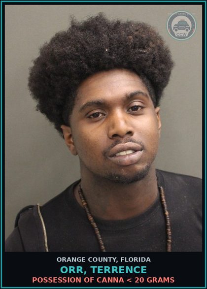 CCW arrest card for ORR, TERRENCE in Orange County: POSSESSION OF Canna < 20 GRAMS