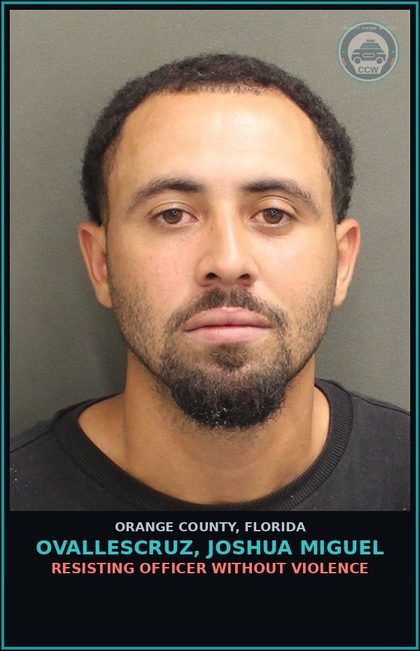 CCW arrest card for OVALLESCRUZ, JOSHUA MIGUEL in Orange County: ALCOHOLIC BEVERAGES, OPEN CONTAINERS