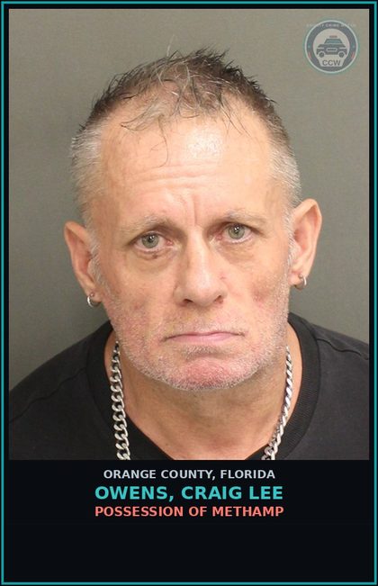 CCW arrest card for OWENS, CRAIG LEE in Orange County: POSSESSION OF Methamp