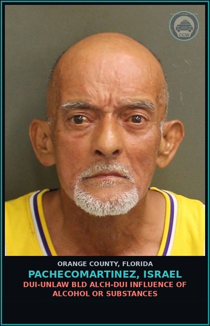 CCW arrest card for PACHECOMARTINEZ, ISRAEL in Orange County: ALCOHOLIC BEVERAGES, OPEN CONTAINERS