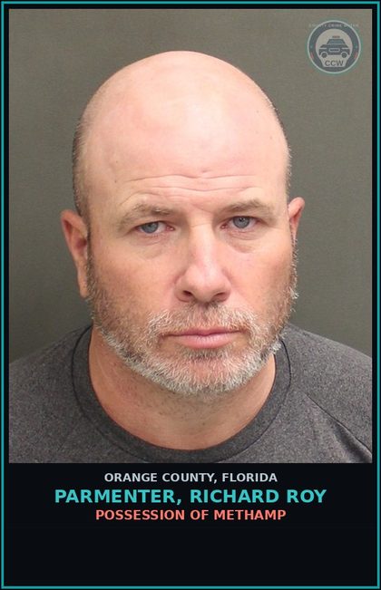 CCW arrest card for PARMENTER, RICHARD ROY in Orange County: POSSESSION OF Methamp