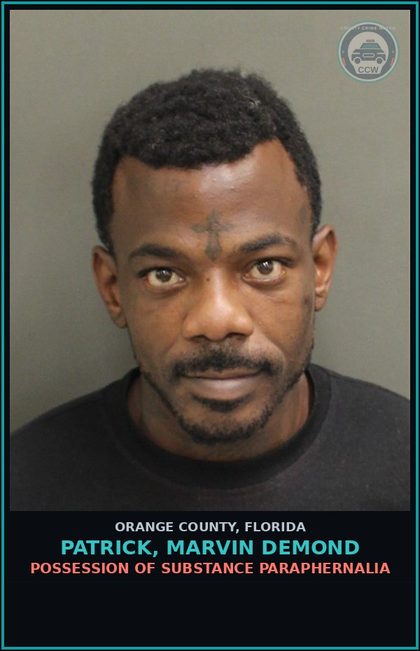 CCW arrest card for PATRICK, MARVIN DEMOND in Orange County: TAMPER WITH PHYSICAL EVIDENCE