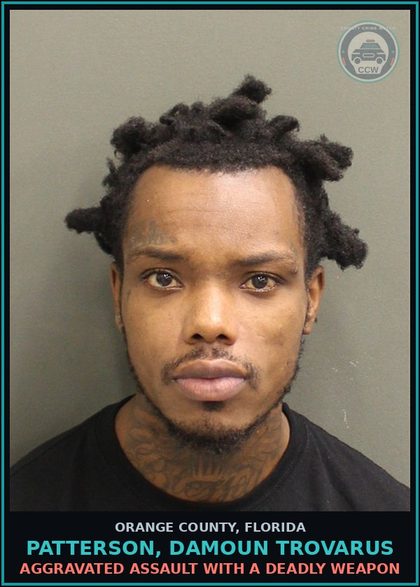 CCW arrest card for PATTERSON, DAMOUN TROVARUS in Orange County: AGGRAVATED ASSAULT WITH A DEADLY WEAPON