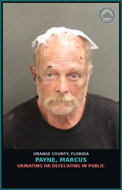 CCW arrest card for PAYNE, MARCUS in Orange County: URINATING OR DEFECATING IN PUBLIC