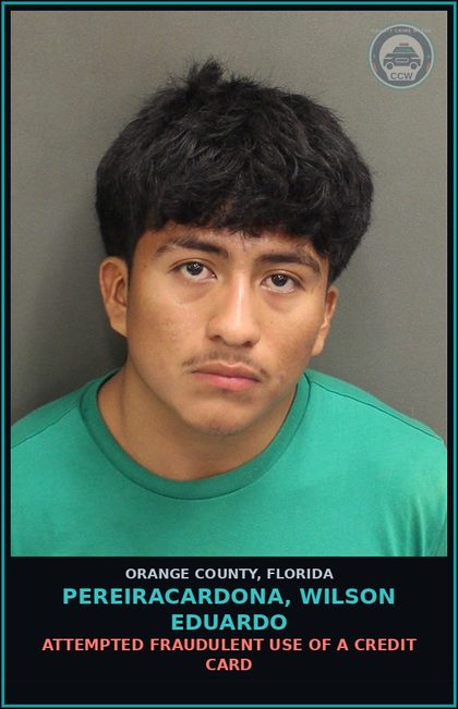 CCW arrest card for PEREIRACARDONA, WILSON EDUARDO in Orange County: POSSESSION OF TETRAHYDROCANNABINOLS