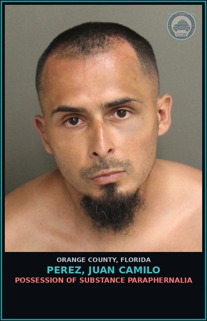 CCW arrest card for PEREZ, JUAN CAMILO in Orange County: POSSESSION OF DRUG PARAPHERNALIA