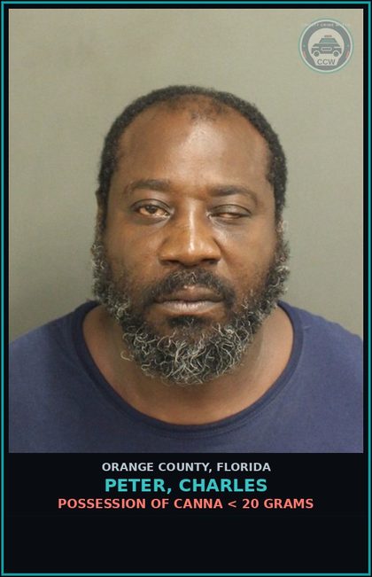 CCW arrest card for PETER, CHARLES in Orange County: POSSESSION OF Canna < 20 GRAMS