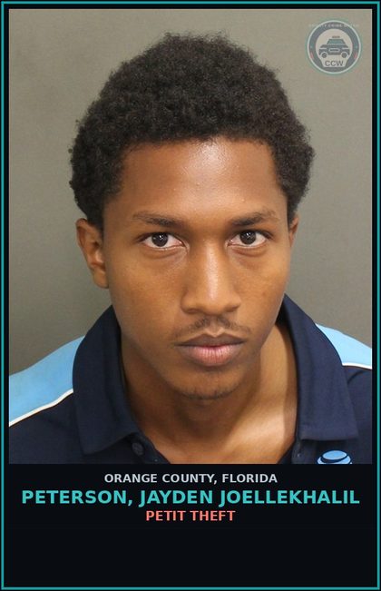 CCW arrest card for PETERSON, JAYDEN JOELLEKHALIL in Orange County: PETIT THEFT