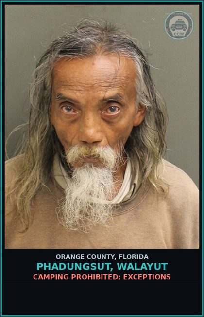 CCW arrest card for PHADUNGSUT, WALAYUT in Orange County: CAMPING PROHIBITED; EXCEPTIONS