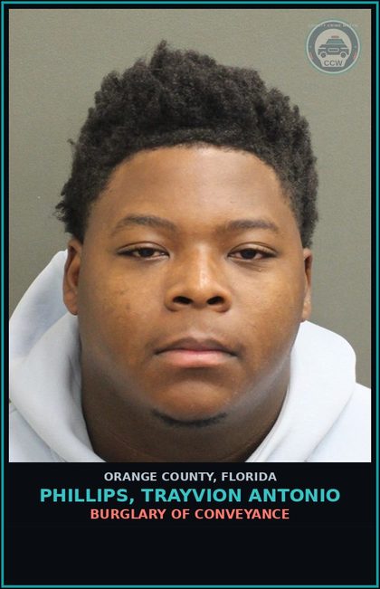 CCW arrest card for PHILLIPS, TRAYVION ANTONIO in Orange County: CONTRIBUTING TO THE DELINQUENCY OF A MINOR