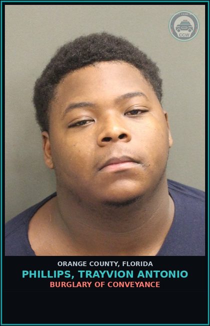 CCW arrest card for PHILLIPS, TRAYVION ANTONIO in Orange County: VIOLATION OF PROBATION