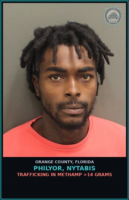CCW arrest card for PHILYOR, NYTABIS in Orange County: TRAFFICKING IN METHAMPHETAMINES >14 GRAMS