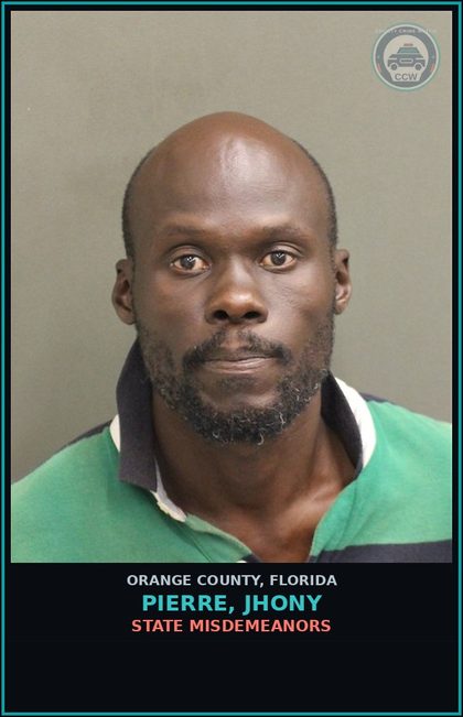 CCW arrest card for PIERRE, JHONY in Orange County: STATE MISDEMEANORS