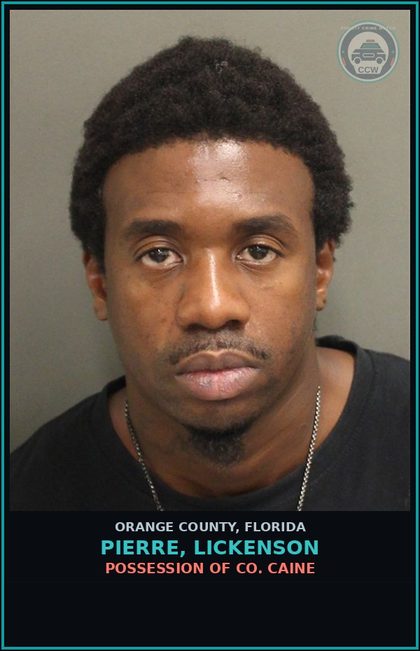 CCW arrest card for PIERRE, LICKENSON in Orange County: POSSESSION OF COCAINE