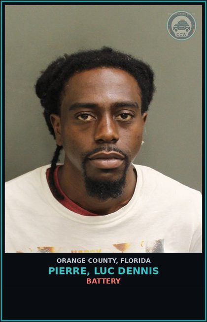 CCW arrest card for PIERRE, LUC DENNIS in Orange County: BATTERY