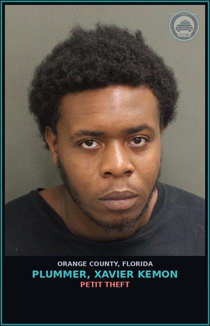 CCW arrest card for PLUMMER, XAVIER KEMON in Orange County: PETIT THEFT