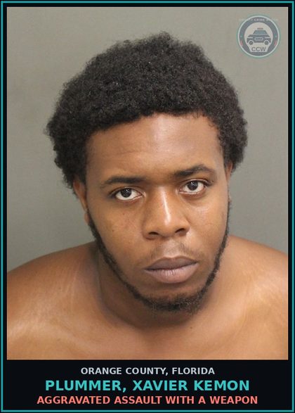 CCW arrest card for PLUMMER, XAVIER KEMON in Orange County: AGGRAVATED ASSAULT WITH A WEAPON