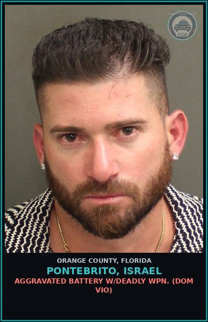 CCW arrest card for PONTEBRITO, ISRAEL in Orange County: AGGRAVATED BATTERY W/DEADLY WPN. (DOM VIO)
