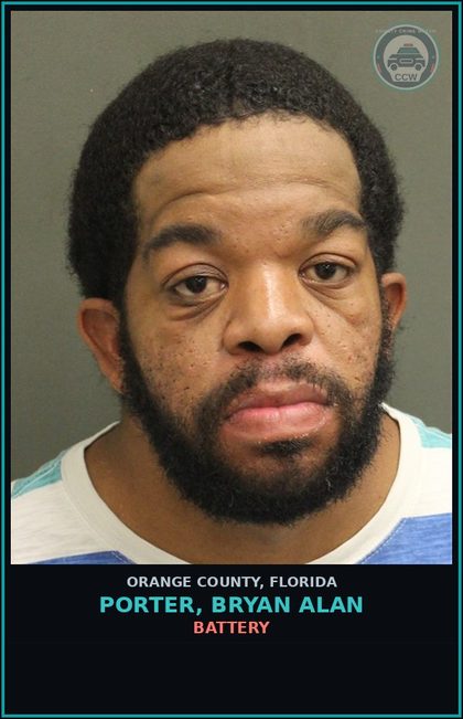 CCW arrest card for PORTER, BRYAN ALAN in Orange County: BATTERY