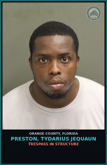 CCW arrest card for PRESTON, TYDARIUS JEQUAUN in Orange County: VIOLATION OF PROBATION