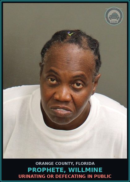 CCW arrest card for PROPHETE, WILLMINE in Orange County, Florida: URINATING OR DEFECATING IN PUBLIC