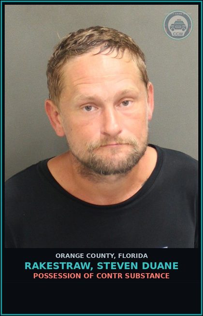 CCW arrest card for RAKESTRAW, STEVEN DUANE in Orange County: POSSESSION OF contr substance