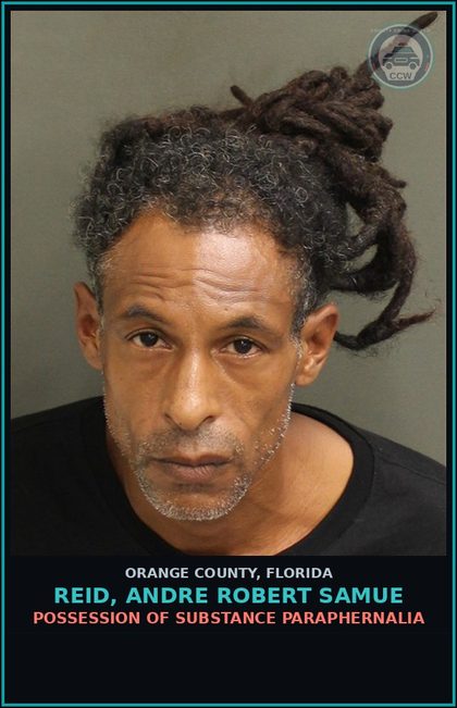 CCW arrest card for REID, ANDRE ROBERT SAMUE in Orange County: POSSESS OF Canna LESS THAN 20 GRAMS
