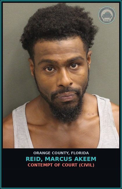 CCW arrest card for REID, MARCUS AKEEM in Orange County: CONTEMPT OF COURT (CIVIL)