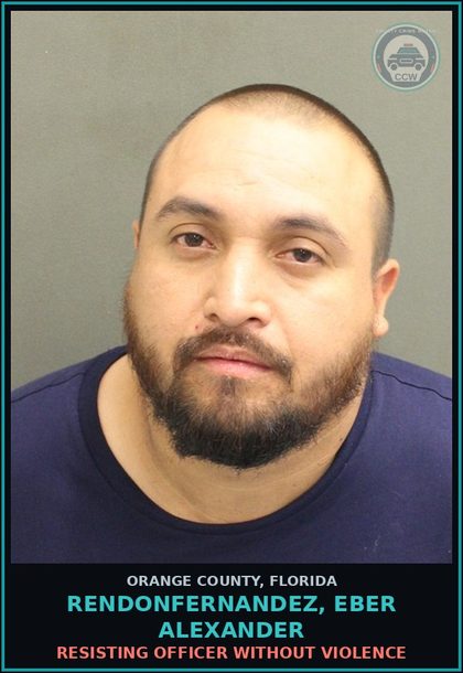 CCW arrest card for RENDONFERNANDEZ, EBER ALEXANDER in Orange County: RESISTING OFFICER WITHOUT VIOLENCE