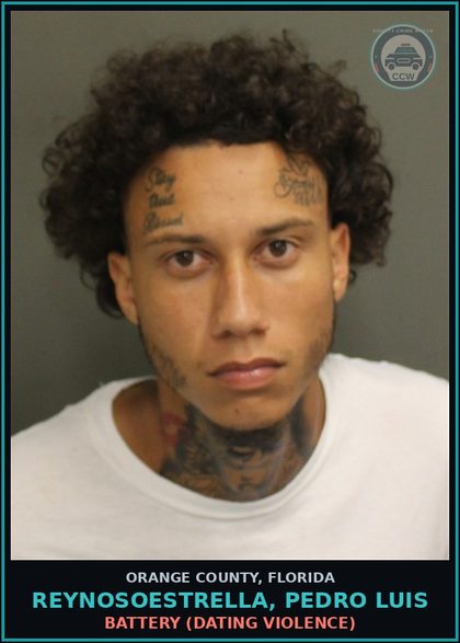 CCW arrest card for REYNOSOESTRELLA, PEDRO LUIS in Orange County: BATTERY (DATING VIOLENCE)
