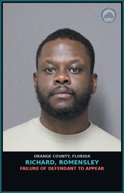 CCW arrest card for RICHARD, ROMENSLEY in Orange County: FAILURE OF DEFENDANT TO APPEAR