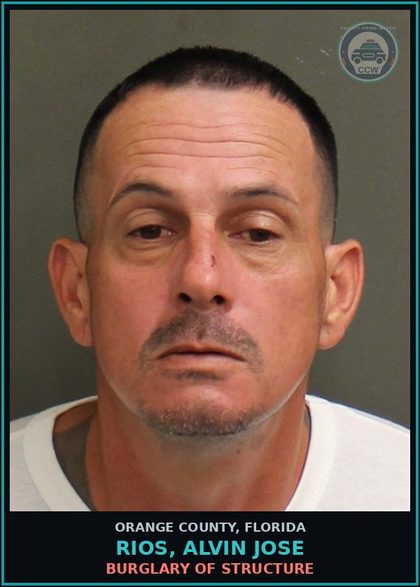 CCW arrest card for RIOS, ALVIN JOSE in Orange County: BURGLARY OF STRUCTURE