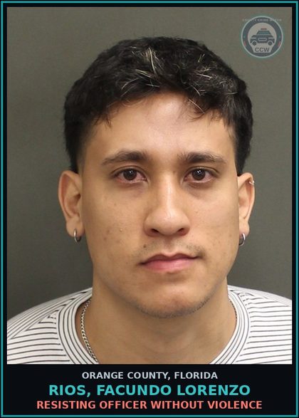 CCW arrest card for RIOS, FACUNDO LORENZO in Orange County: MOVING TRAFFIC VIOL-OPERATE MOTOR VEHICLE W/O VALID LIC 1ST CONV