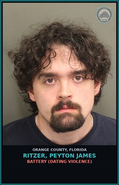 CCW arrest card for RITZER, PEYTON JAMES in Orange County: BATTERY (DATING VIOLENCE)