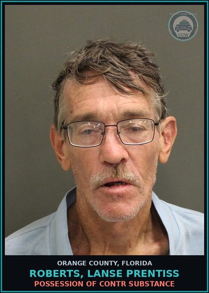 CCW arrest card for ROBERTS, LANSE PRENTISS in Orange County: POSSESSION OF contr substance