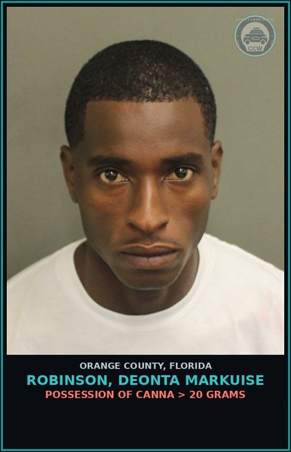CCW arrest card for ROBINSON, DEONTA MARKUISE in Orange County: ATTEMPTED TAMPERING WITH PHYSICAL EVIDENCE