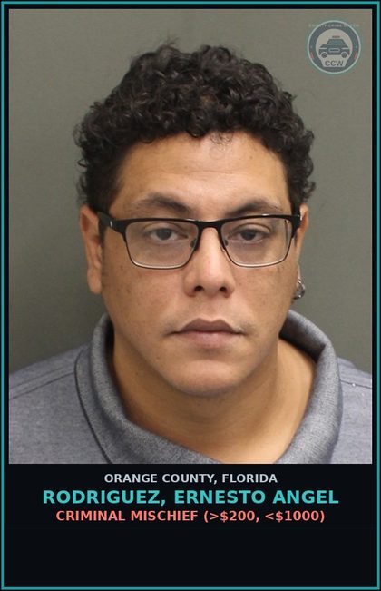 CCW arrest card for RODRIGUEZ, ERNESTO ANGEL in Orange County: CRIMINAL MISCHIEF (>$200, <$1000)
