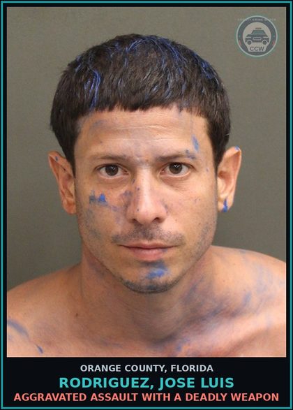 CCW arrest card for RODRIGUEZ, JOSE LUIS in Orange County: AGGRAVATED ASSAULT WITH A DEADLY WEAPON