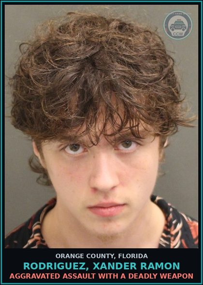 CCW arrest card for RODRIGUEZ, XANDER RAMON in Orange County: AGGRAVATED ASSAULT WITH A DEADLY WEAPON