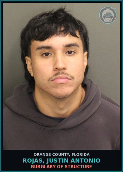 CCW arrest card for ROJAS, JUSTIN ANTONIO in Orange County: POSS. OF FIREARM IN COMMISSION OF FELONY