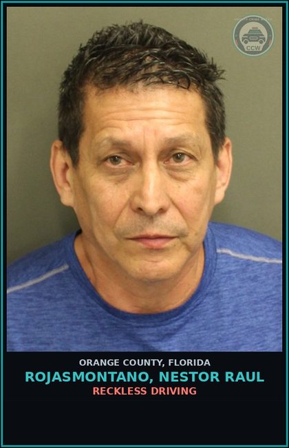 CCW arrest card for ROJASMONTANO, NESTOR RAUL in Orange County: RECKLESS DRIVING