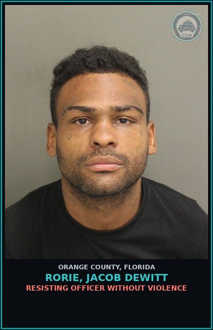 CCW arrest card for RORIE, JACOB DEWITT in Orange County: EOLA PARK; HOURS OF OPERATION; PRESENCE AFTER CLOSING PROHIBITED